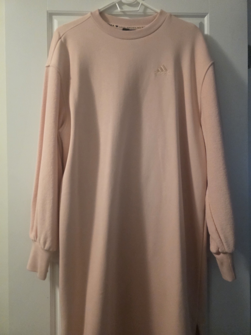 Adidas Pale Pink Long Sleeve Sweatshirt Dress